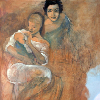 inspirée, la vierge, l enfant jesus et ste Anne de Vinci, huile sur toile, 150x180