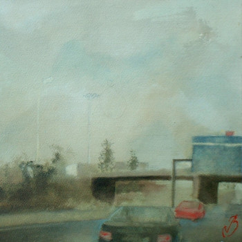 Autoroute 1, Huile sur papier, 32x24