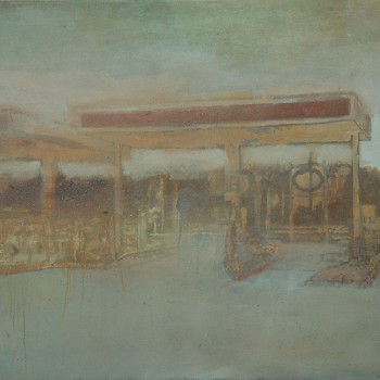 Station essence, Huile sur papier, 32x24